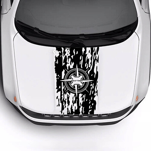 Custom Text Compass Vindskadet Ødelagt Flagghode Vinyldekal Klistremerke for Jeep Renegade Trailhawk