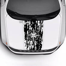 Jeep Renegade Trailhawk Sport USA Flag Compass Battered Destroyed Hood Logo Stripe Vinyl Decal Sticker
 2