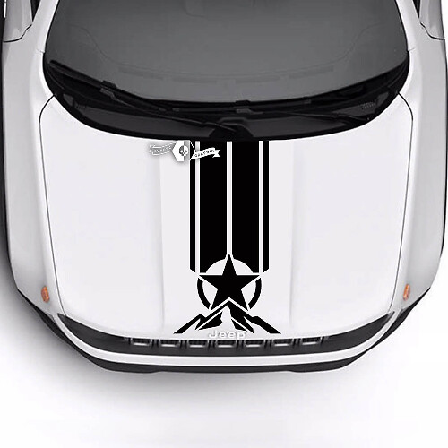 Jeep Renegade Trailhawk Sport Hood Military Star Stripe Trim Vinyl Decal Sticker
