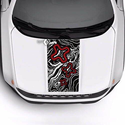 Jeep Renegade Trailhawk Sport Topographic Map Logo Hood Stripe Vinyl Decal Sticker 2 Colors
