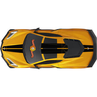Kit Of Chevrolet Corvette C8 Stingray Eray Z06 models Hood Roof Rear Stripes Corvette Full-Length Decal Stripes
 1