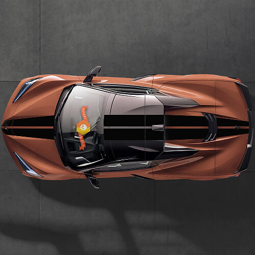 Capot Toit Arrière Double Autocollant Bande 2 Pour Chevrolet Corvette C8 Stingray Eray Modèles Z06