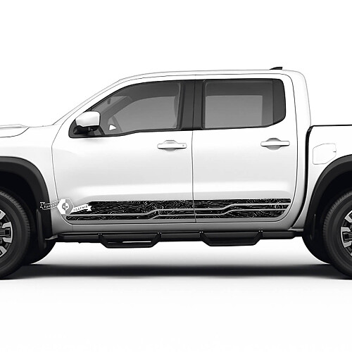 2 Nissan Decal Rocker Panel Side Topographic Map Nissan Frontier Stripe Vinyl Stickers Kit
 1