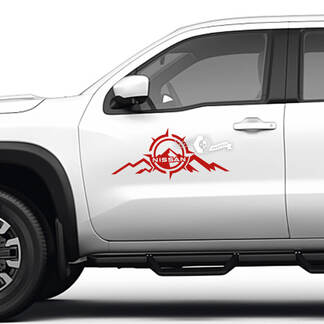 2 Nissan Doors  Compass Mountain Decal Side Nissan Frontier Stripe Vinyl Stickers Kit
