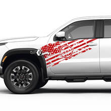 2 Nissan Doors USA Flag Distressed Decal Side Nissan Frontier Stripe Vinyl Stickers Kit
 3