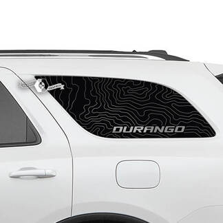 Pair Dodge Durango Side Rear Window Topographic Map Lines Decal Vinyl Stickers
