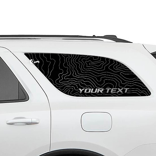 Topographic Map Rear Side Window Vinyl Decals Pair for Dodge Durango_1