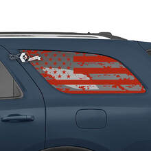 Pair Dodge Durango Side Rear Window USA Flag Destroyed Wrap Decal Vinyl Stickers
 2