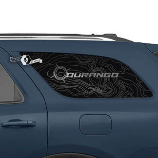 Pair Dodge Durango Side Rear Window  topographic Map Lines Compass Decal Vinyl Stickers
 1