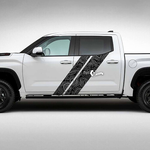 Topographic Map Dual Side Stripes Vinyl Decal Kit for Toyota Tundra_1