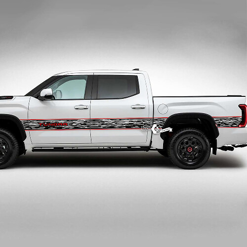 Pair Toyota Tundra Vintage Doors Bed Side Rear Fender Destroyed Grange Stripes Trim Vinyl Stickers Decal 2 Colors
