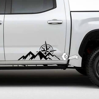 Pair Toyota Tundra Door Mountains Compass Side Stripes Vinyl Stickers Decal
