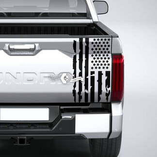 Toyota Tundra Bed Pickup Truck Tailgate Destroyed Grange Stripes USA Flag Vinyl Stickers Decal
