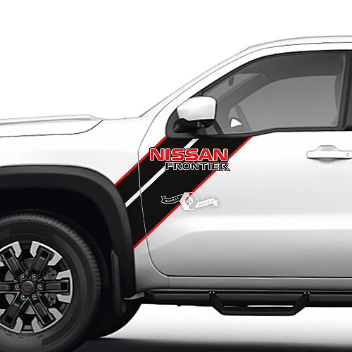 Pair Doors Front Fender Frontier Logo Stripe Vinyl Stickers Decals Graphics 2 Colors
