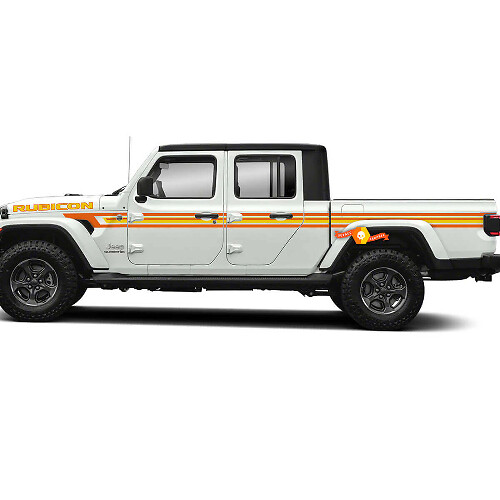 Retro Style Hood and Side Stripes Vinyl Decal Kit for Jeep Gladiator 