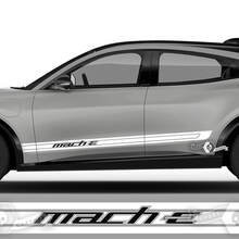 Pair Ford Mustang MACH-E MACH E Rocker Panel Logo Outline Stripes Side Door Decal vinyl stickers 2 Colors
 2