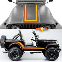 Vintage Style Hood and Side Stripes Vintyl Decal Kit for Jeep CJ7 _2