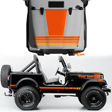 Kit de calcos de vinilo de franjas anchas vintage para el lateral del capó 2 para Jeep Renegade CJ7 2