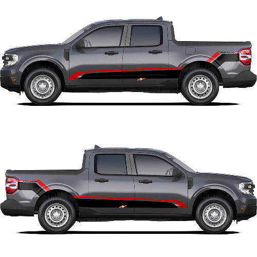 Topographic Map Hood and Side Stripes Vinyl Decals Kit for Musclecar Maverick Tremor