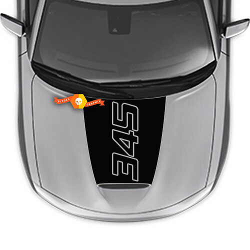 345 Outline Center Blackout Hood Vinyl Decal Sticker for Dodge Charger 2015-2024