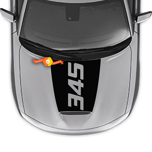 345 Solid Center Blackout Hood Vinyl Decal Sticker for Dodge Charger 2015-2024