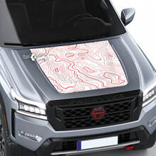 Nissan Frontier 2024 Pro-4x Hood Decal Vinyl Topographic Map Contour Lines Blackout Graphic Decals Sticker
 3