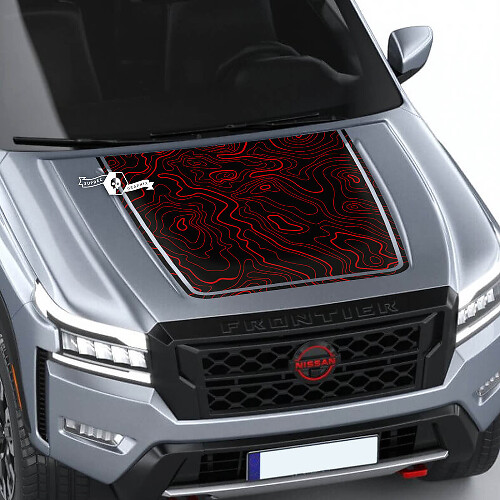 Nissan Frontier 2024 Pro-4x Hood Decal Vinyl Topographic Map Contour Lines Blackout Graphic Decals Sticker

