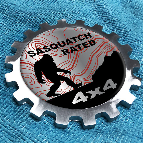 Sasquatch Rated 4x4 Aluminum Gear Badge Emblem for Jeep 