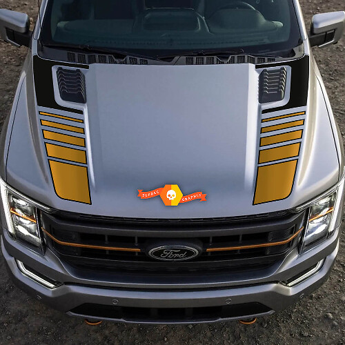 Double Two colors Hood Vinyl Decal Sticker for Ford F-150 14th Gen (P702) Tremor 2020-present