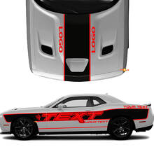 Custom Text with Side & Hood Stripes Vinyl Decal Kit for Dodge Challenger _2