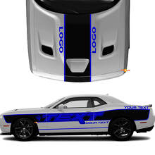 Custom Text with Side & Hood Stripes Vinyl Decal Kit for Dodge Challenger _3