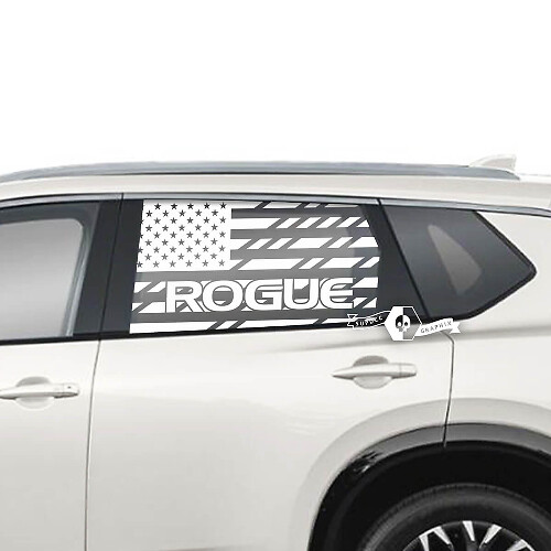 Nissan Rogue USA Flag Side Rear Window Vinyl Decal Sticker Graphic
