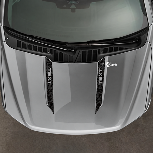 TEXT Gray Topographic Hood Spear Pair Hood Vinyl Decal Sticker for Ford F-150 2021-2024