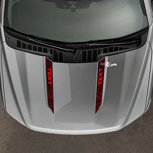 TEXT Red Topographic Hood Spear Pair Hood Vinyl Decal Sticker for Ford F-150 2021-2024