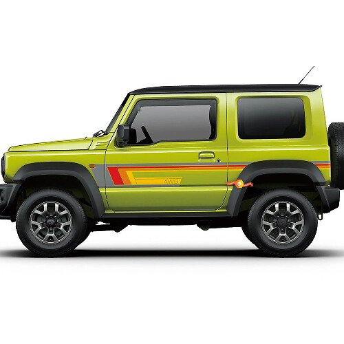 4WD Vintage Stripes Side Vinyl Decal Kit for Suzuki Jimny 4WD 