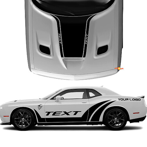 SRT Style Custom Side and Hood Strypes Vinyl Decal Kit for Dodge Challenger