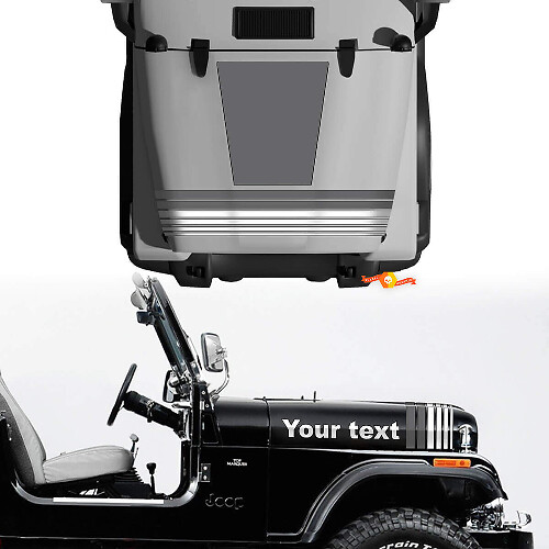 Kit Of Hood Fender Jeep Renegade CJ7 Vinyl Stickers Decals Graphics Lines Grey Style Choose Colors
