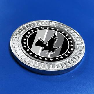3D Badge Grey Vintage Bald Eagle Stars Metal Aluminum Emblem
