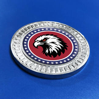 3D Badge Grey Vintage Bald Eagle Stars Metal Aluminum Emblem
