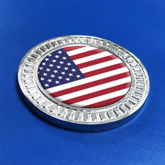 3D Badge US USA Flag Metal Aluminum Emblem
