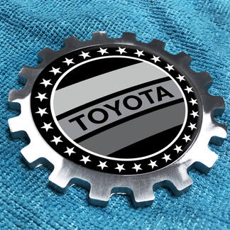 Toyota Grey Vintage Metal Aluminum Badge Bedside Gear Emblem Aluminium
