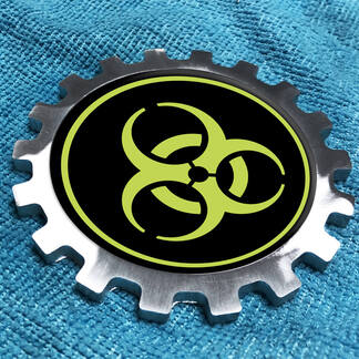 Lime Biohazard Logo Metal Aluminum Badge Bedside Gear Emblem Aluminium
