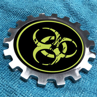 Lime Biohazard Distressed Logo Metal Aluminum Badge Bedside Gear Emblem Aluminium
