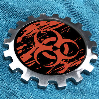Biohazard Distressed Logo Metal Aluminum Badge Bedside Gear Emblem Aluminium
