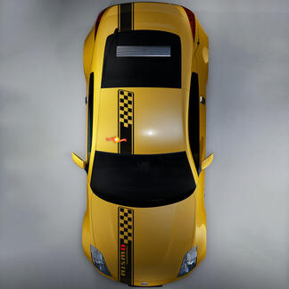 Nissan Skyline GTR R35 Nismo Inspired R Hood Roof Trunk Checkered Stripe Decal Kit
