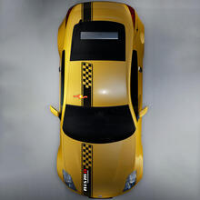 Nissan Skyline GTR R35 Nismo Inspired R Hood Roof Trunk Checkered Stripe Decal Kit
 2