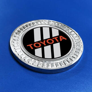 3D Badge Toyota Grey and Red TRD Retro Heritage Racing Stripes Metal Aluminum Emblem
