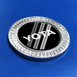 3D Badge Toyota Yota Grey and Red TRD Retro Heritage Racing Stripes Metal Aluminum Emblem
