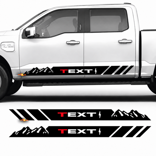 TEXT Mountain Stripes Rocker Panel Vinyl Decal Sticker for Ford F-150 Lightning