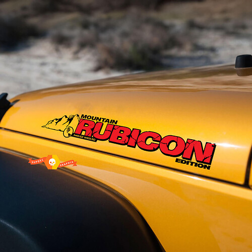 Hood Side Sticker Decal Jeep Rubicon Mountains with Coordinates JL JK CJ TJ YJ
